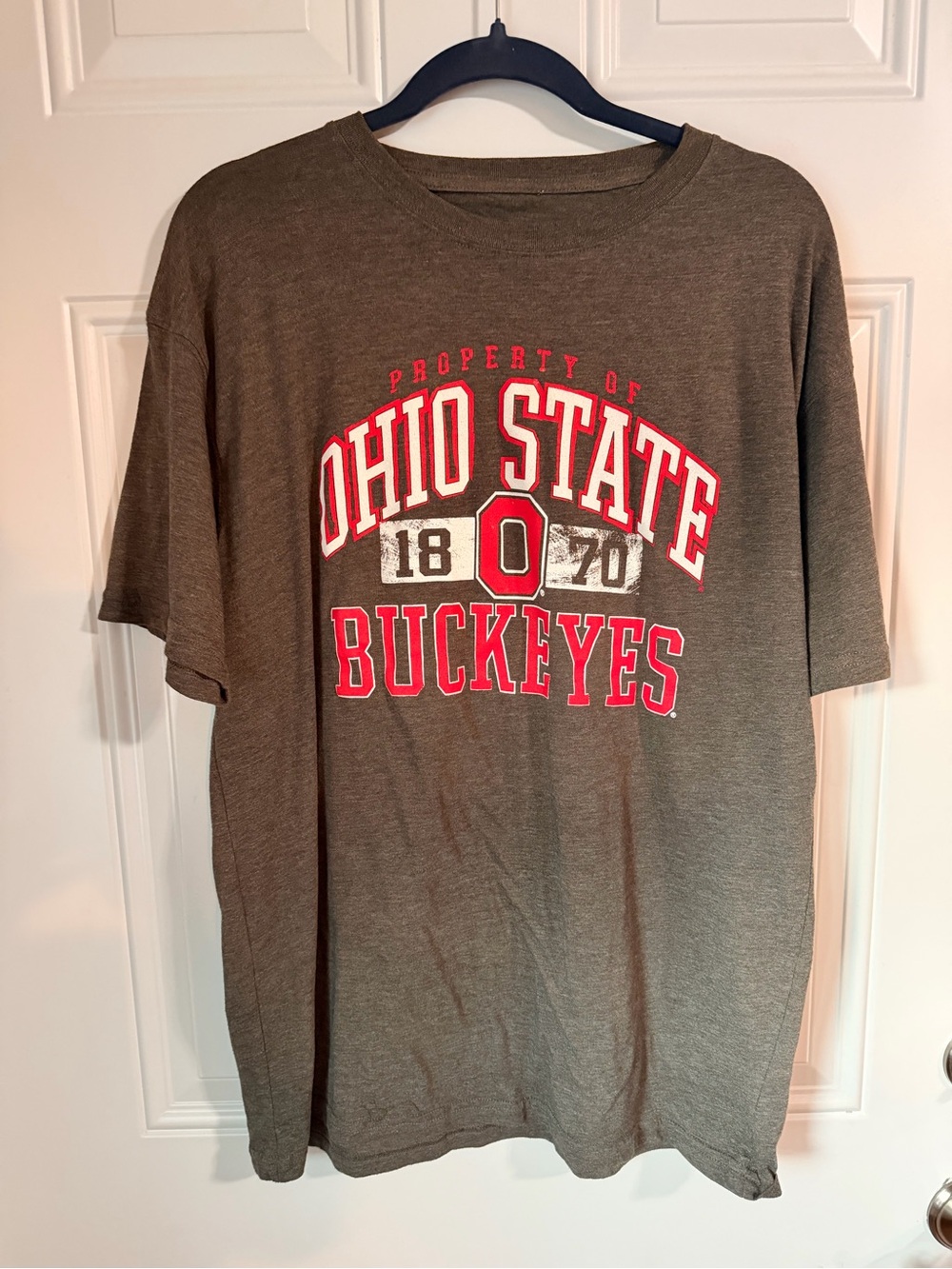 J. America Ohio State Buckeyes Gray Short Sleeve Tee with Red Logo